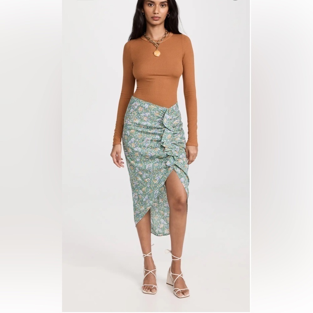 NWT VERONICA BEARD Hazel Ruffle Asymmetrical Skirt XL